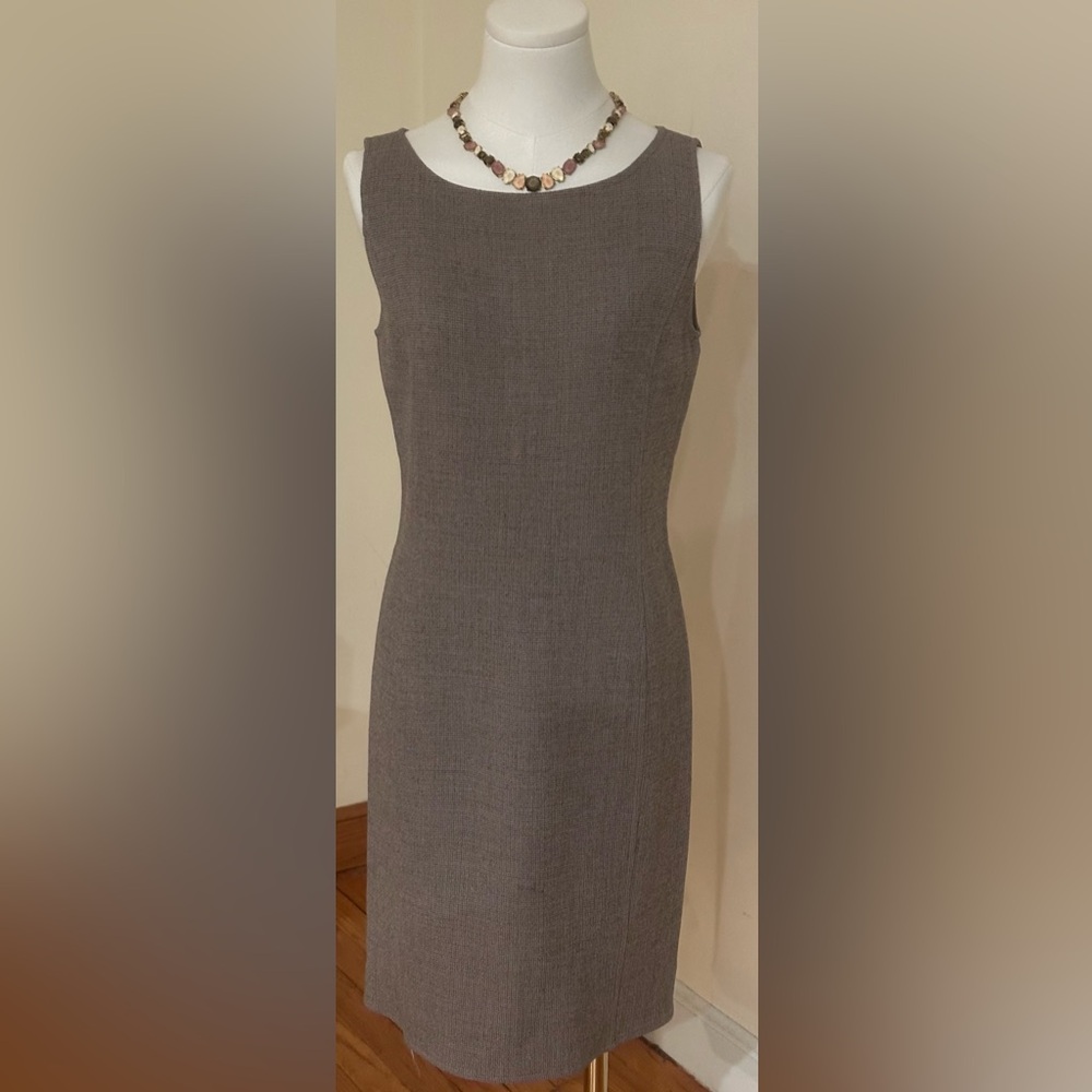 OSCAR DE LA RENTA Sleeveless Hazelnut WOOL Midi Dress Back Zipper Closure Sz 4.